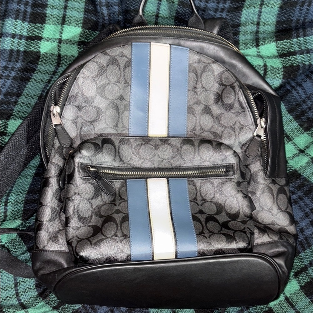 Coach Black and Blue Monogram Backpack - Picture 5 of 5